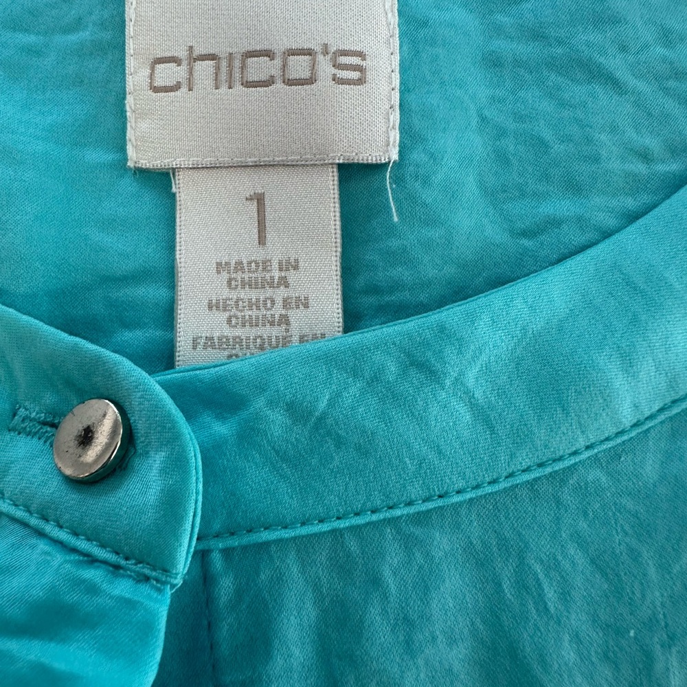 Chico's Aqua Button-Accent Top and yellow set of 2